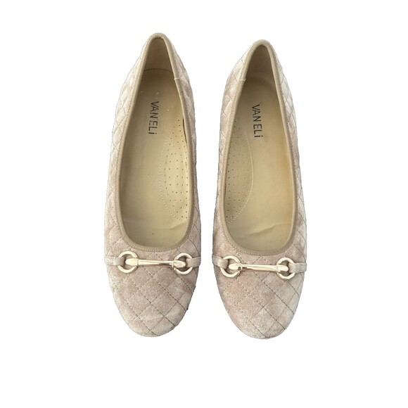 Women's Vaneli Stacy Flats Slip-on Beige Quilted Sz 10 M (Read) Comfortable - Picture 1 of 9